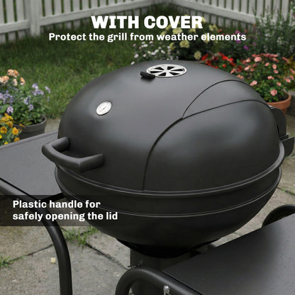 Charcoal Kettle Grill with Side Tables, Lid Thermometer & Wheels — 50.8 x 25.0 x 41.9 in (129 x 63.5 x 106.5 cm)