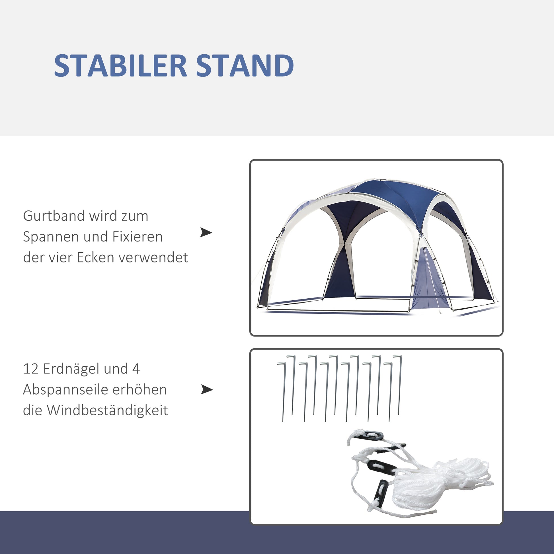 Event Shelter 3.5 x 3.5m Pavilion with Hook Door, Rain Protection with Sturdy Steel Poles, Garden Gazebo with UV Protection, Sunshade for Camping, Garden Festivals Blue
