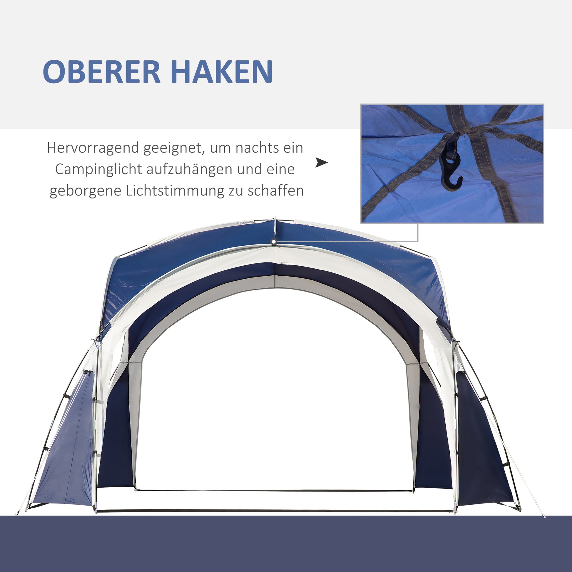 Event Shelter 3.5 x 3.5m Pavilion with Hook Door, Rain Protection with Sturdy Steel Poles, Garden Gazebo with UV Protection, Sunshade for Camping, Garden Festivals Blue