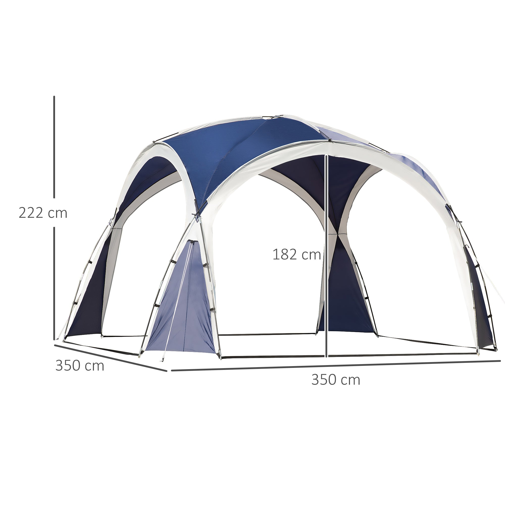 Event Shelter 3.5 x 3.5m Pavilion with Hook Door, Rain Protection with Sturdy Steel Poles, Garden Gazebo with UV Protection, Sunshade for Camping, Garden Festivals Blue