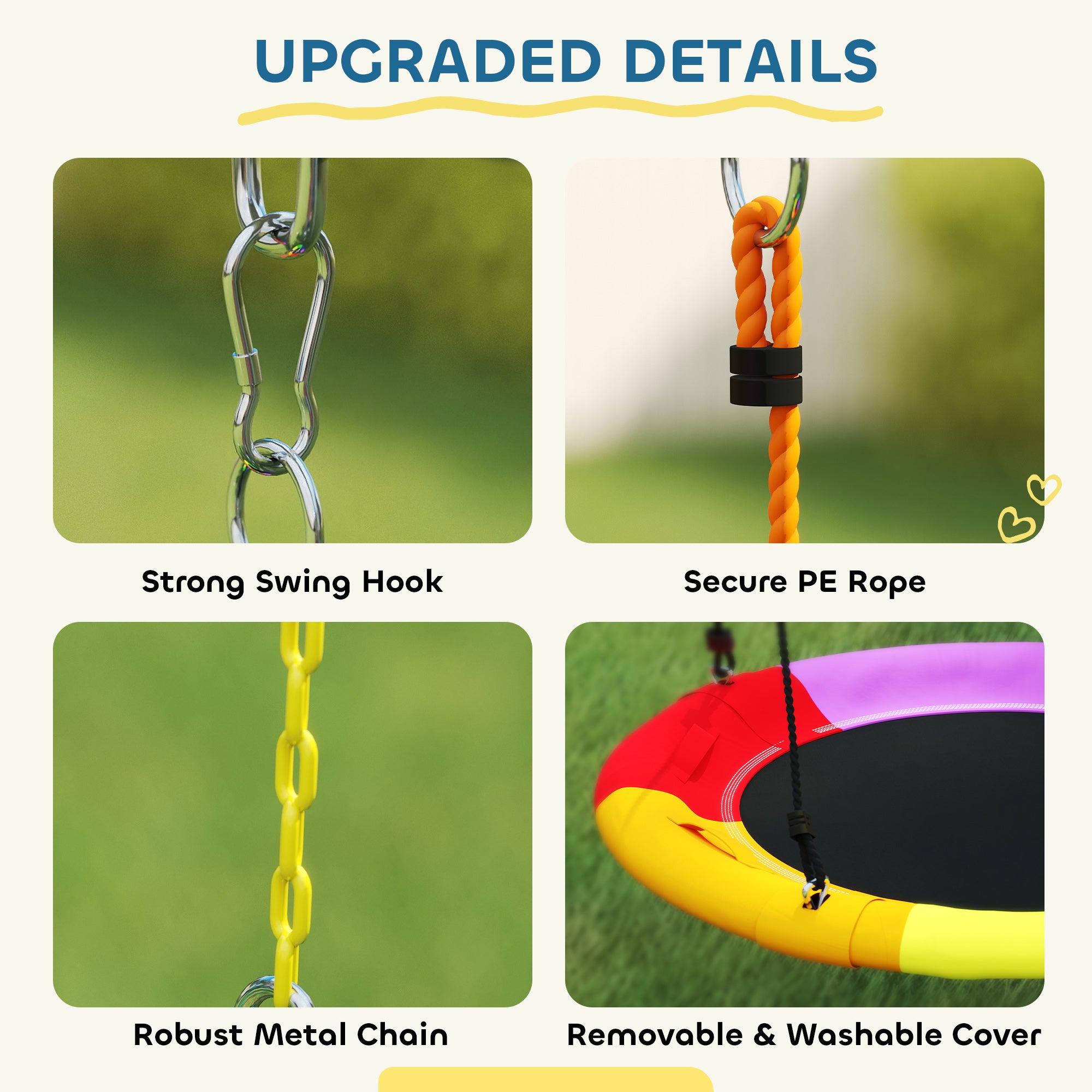 5-in-1 Kids Swing Set with Slide – Adjustable Seats, Nest & Strap Swings, Heavy-Duty A-Frame, Multicolor (For Ages 3–8)