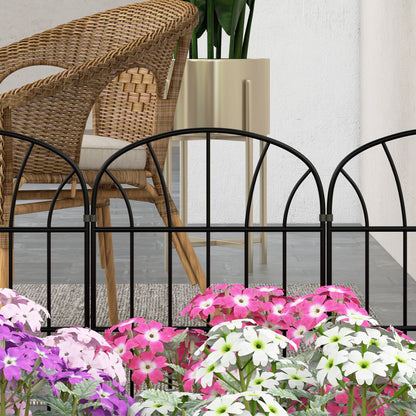 Set of 8 decorative garden fences, black metal borders with ornaments - 264 x 61 cm black