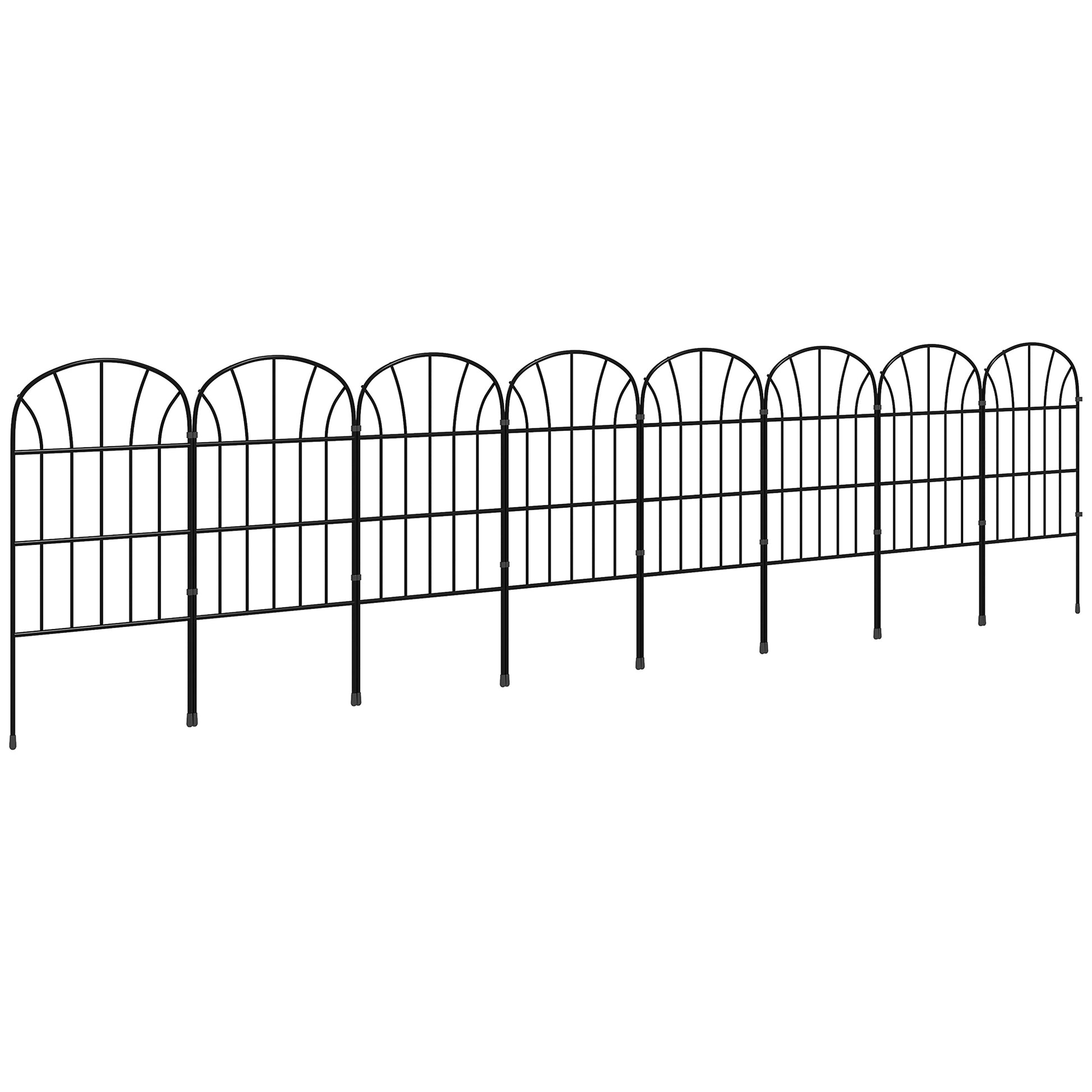 Set of 8 decorative garden fences, black metal borders with ornaments - 264 x 61 cm black