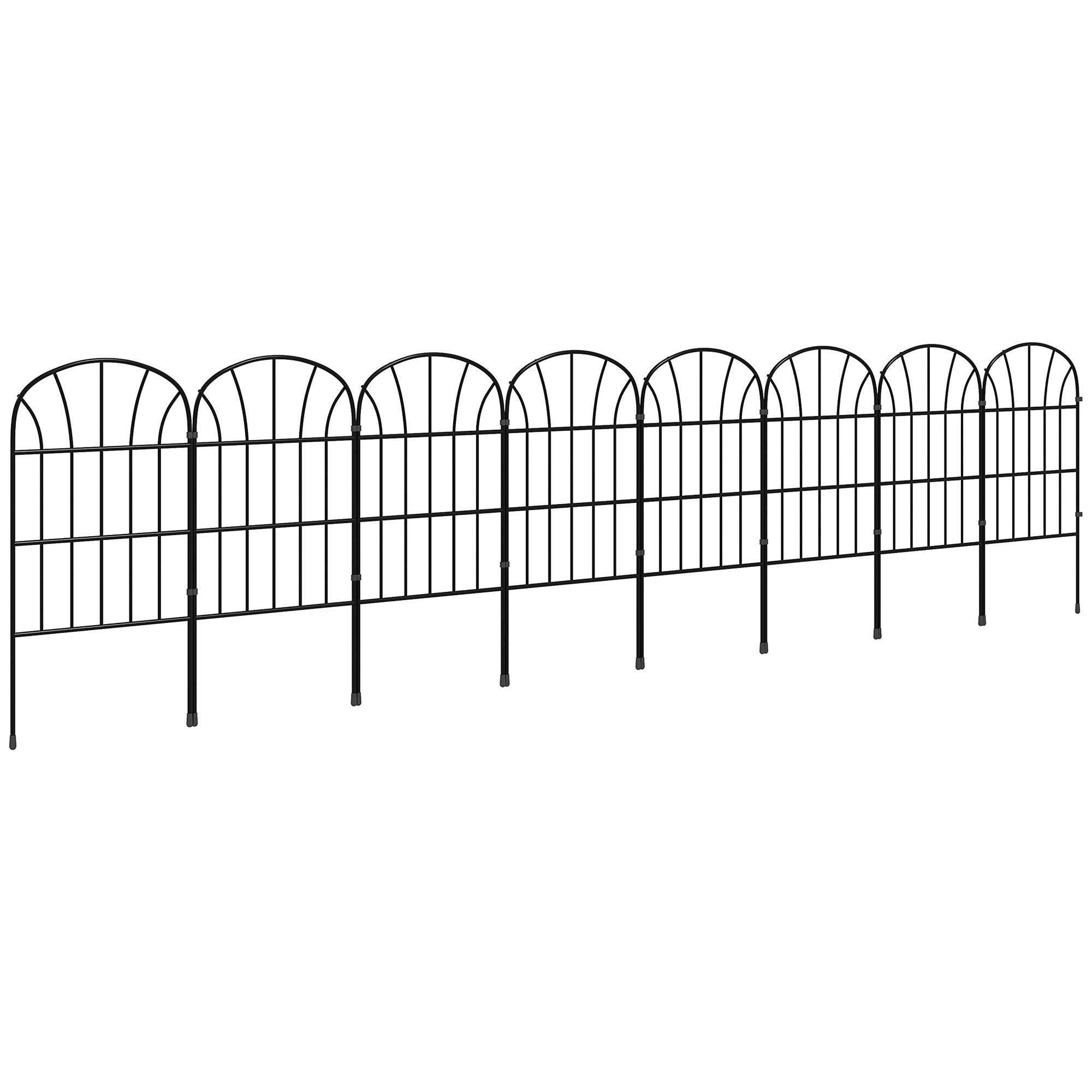 Set of 8 decorative garden fences, black metal borders with ornaments - 264 x 61 cm black
