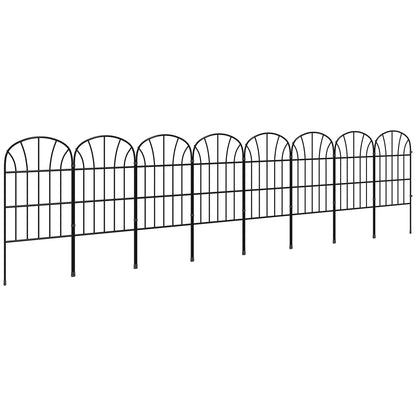 Set of 8 decorative garden fences, black metal borders with ornaments - 264 x 61 cm black