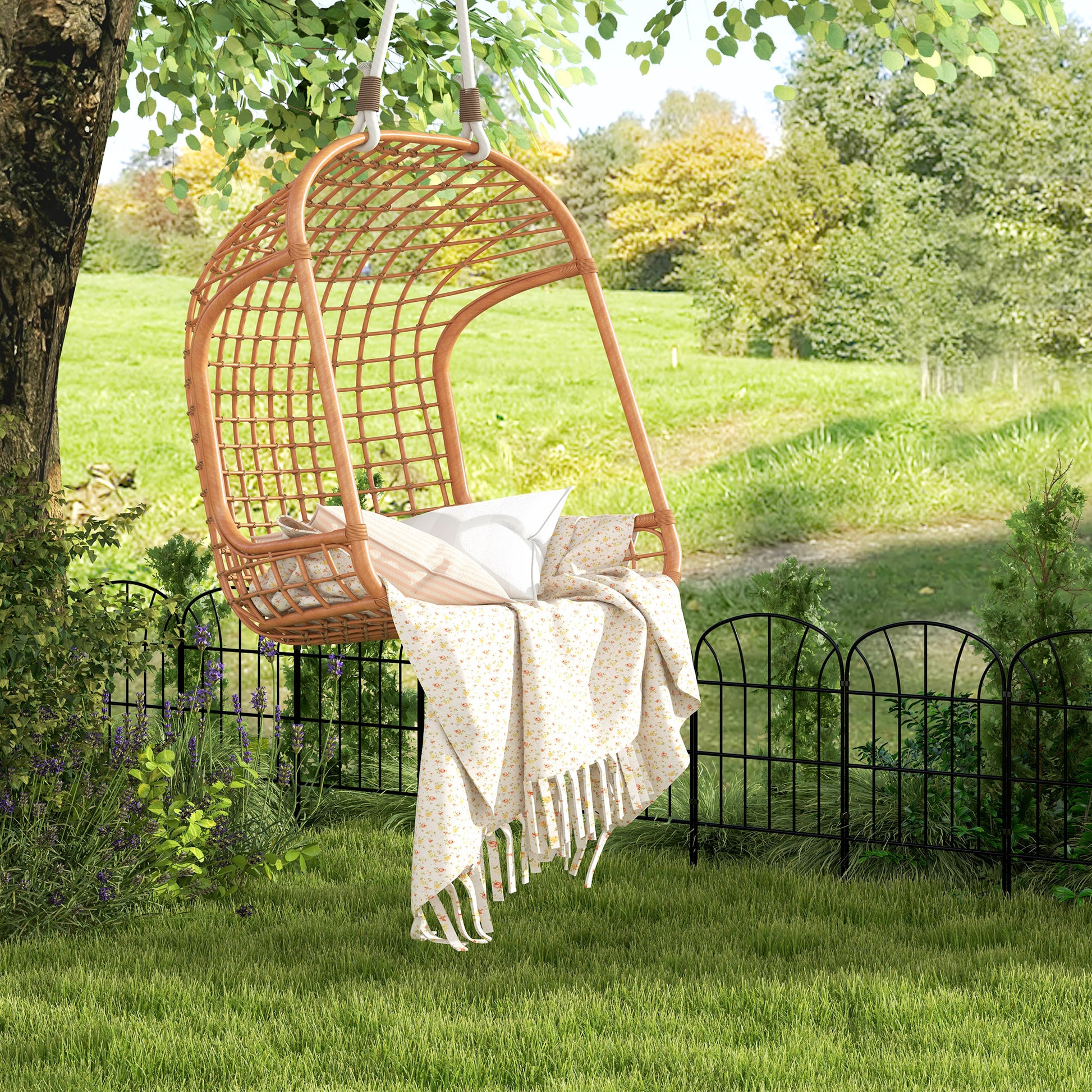 Set of 8 decorative garden fences, black metal borders with ornaments - 264 x 61 cm black