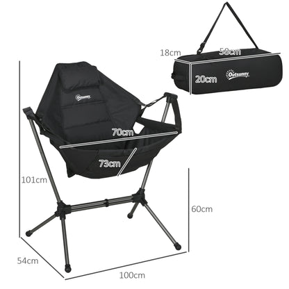 Hammock Camping Chair Foldable Garden Armchair Director's Chair Folding Chair with Bag up to 120kg Load Capacity, Oxford, Black
