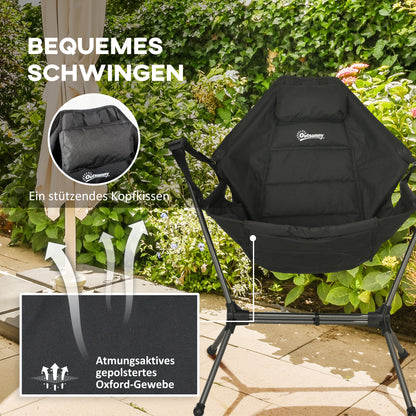 Hammock Camping Chair Foldable Garden Armchair Director's Chair Folding Chair with Bag up to 120kg Load Capacity, Oxford, Black
