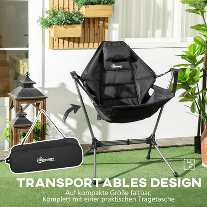 Hammock Camping Chair Foldable Garden Armchair Director's Chair Folding Chair with Bag up to 120kg Load Capacity, Oxford, Black