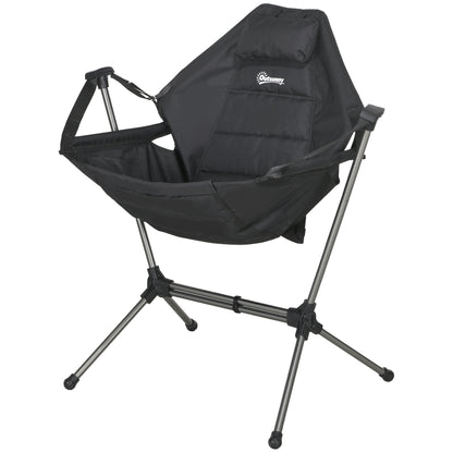 Hammock Camping Chair Foldable Garden Armchair Director's Chair Folding Chair with Bag up to 120kg Load Capacity, Oxford, Black