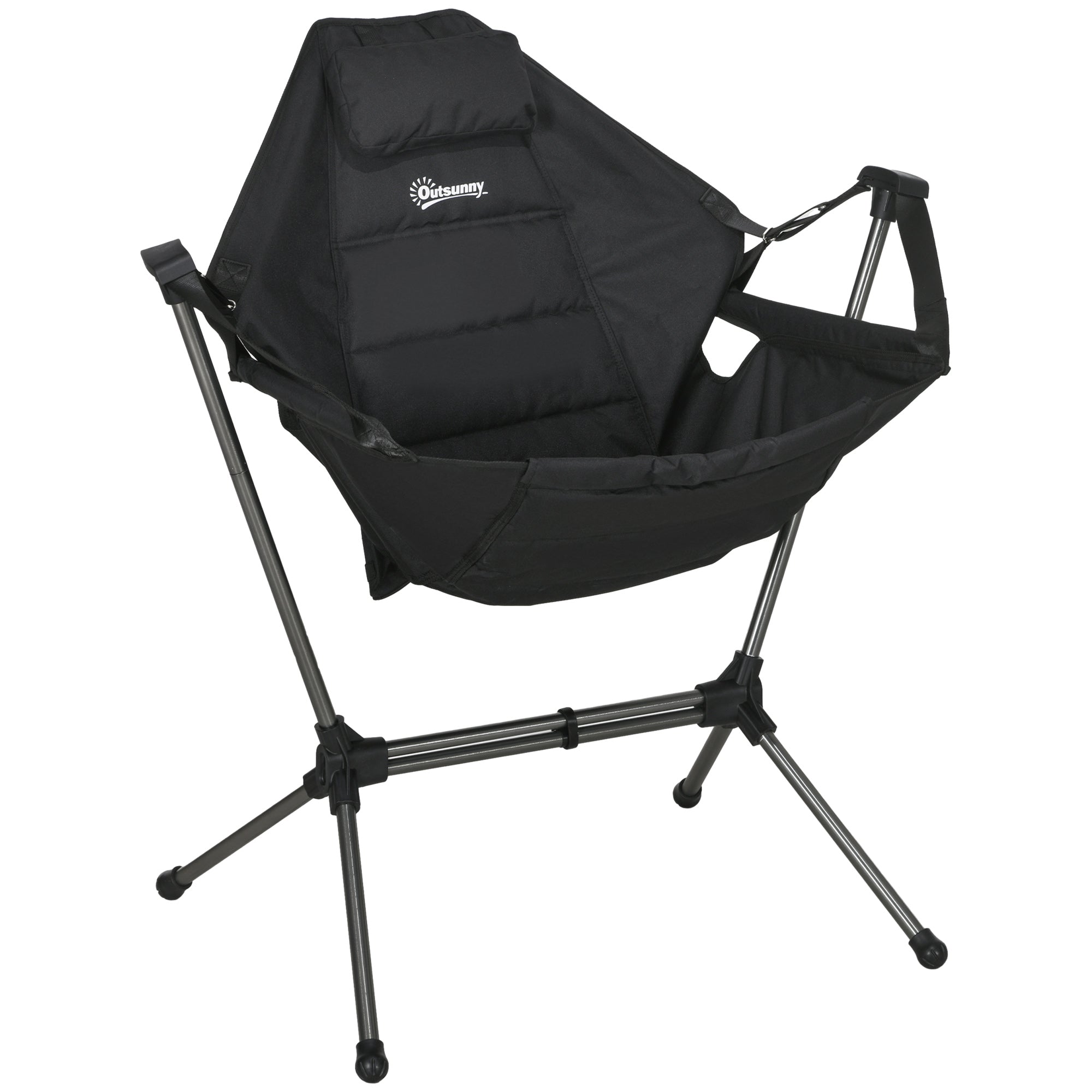 Hammock Camping Chair Foldable Garden Armchair Director's Chair Folding Chair with Bag up to 120kg Load Capacity, Oxford, Black