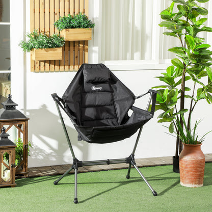 Hammock Camping Chair Foldable Garden Armchair Director's Chair Folding Chair with Bag up to 120kg Load Capacity, Oxford, Black