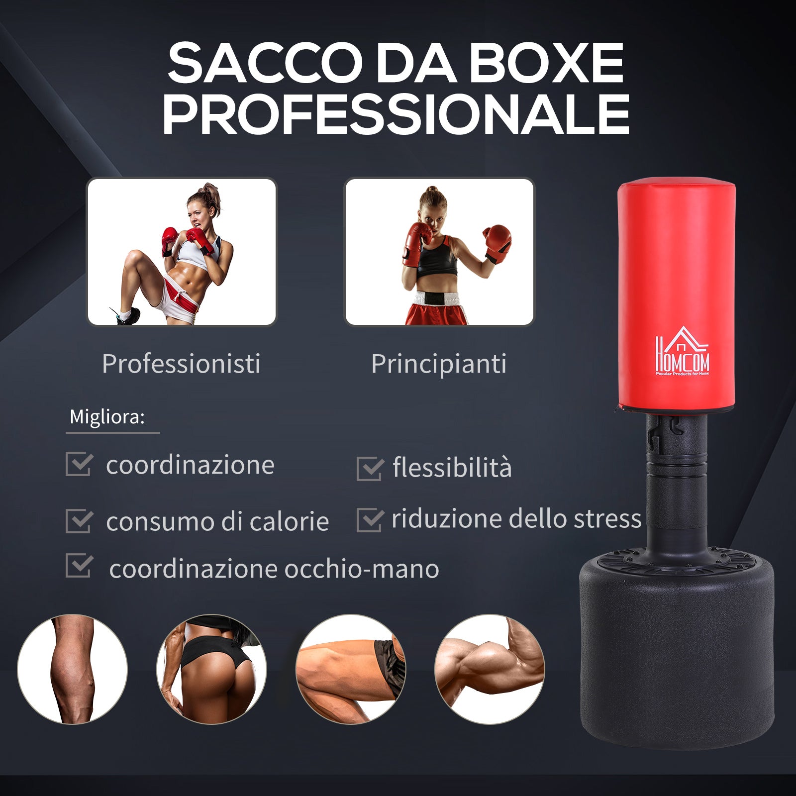 Heavy Duty Freestanding Boxing Bag with Adjustable Height (145-172cm), Boxing Bag Base to Fill with Water (100kg) Sand (120kg)