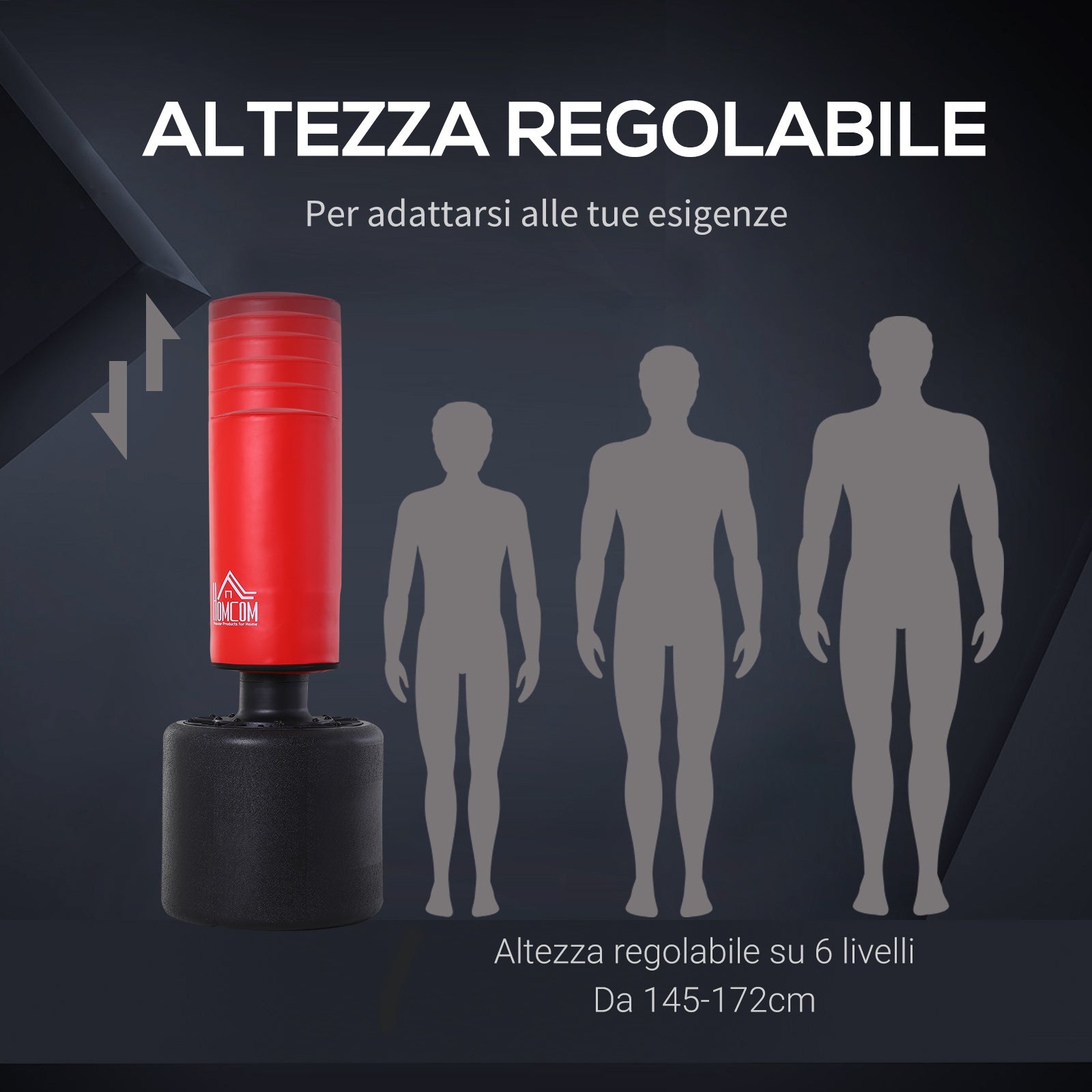 Heavy Duty Freestanding Boxing Bag with Adjustable Height (145-172cm), Boxing Bag Base to Fill with Water (100kg) Sand (120kg)
