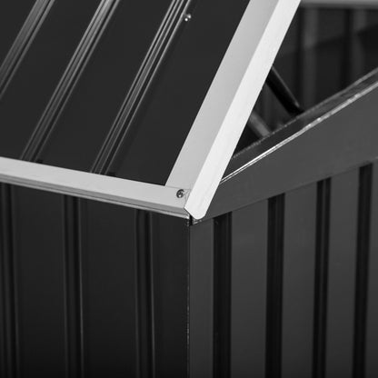 Trash Can Box Trash Bin Storer Lockable Equipment Box for 2 Trash Cans Steel 178.5 x 104.5 x 128.5/113 cm Black