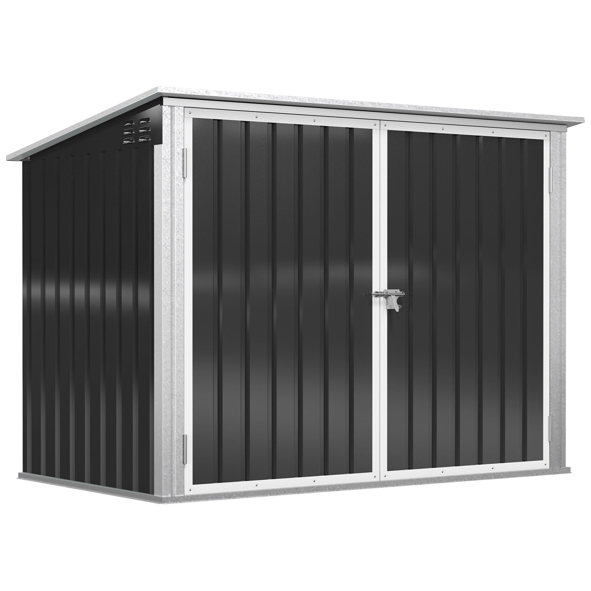Trash Can Box Trash Bin Storer Lockable Equipment Box for 2 Trash Cans Steel 178.5 x 104.5 x 128.5/113 cm Black