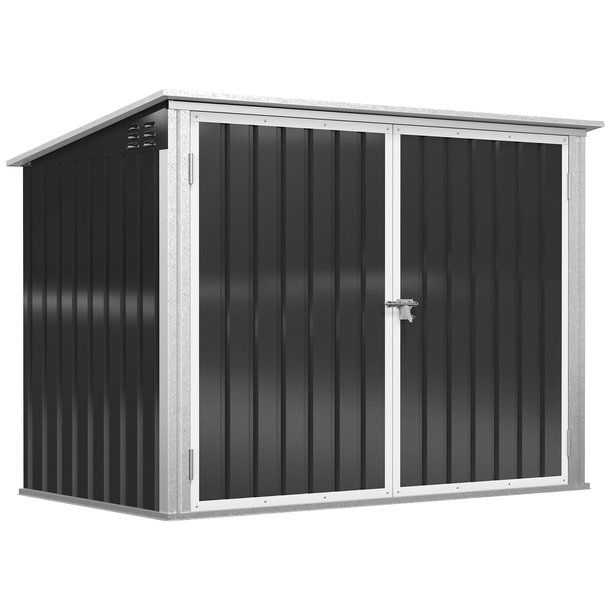 Trash Can Box Trash Bin Storer Lockable Equipment Box for 2 Trash Cans Steel 178.5 x 104.5 x 128.5/113 cm Black