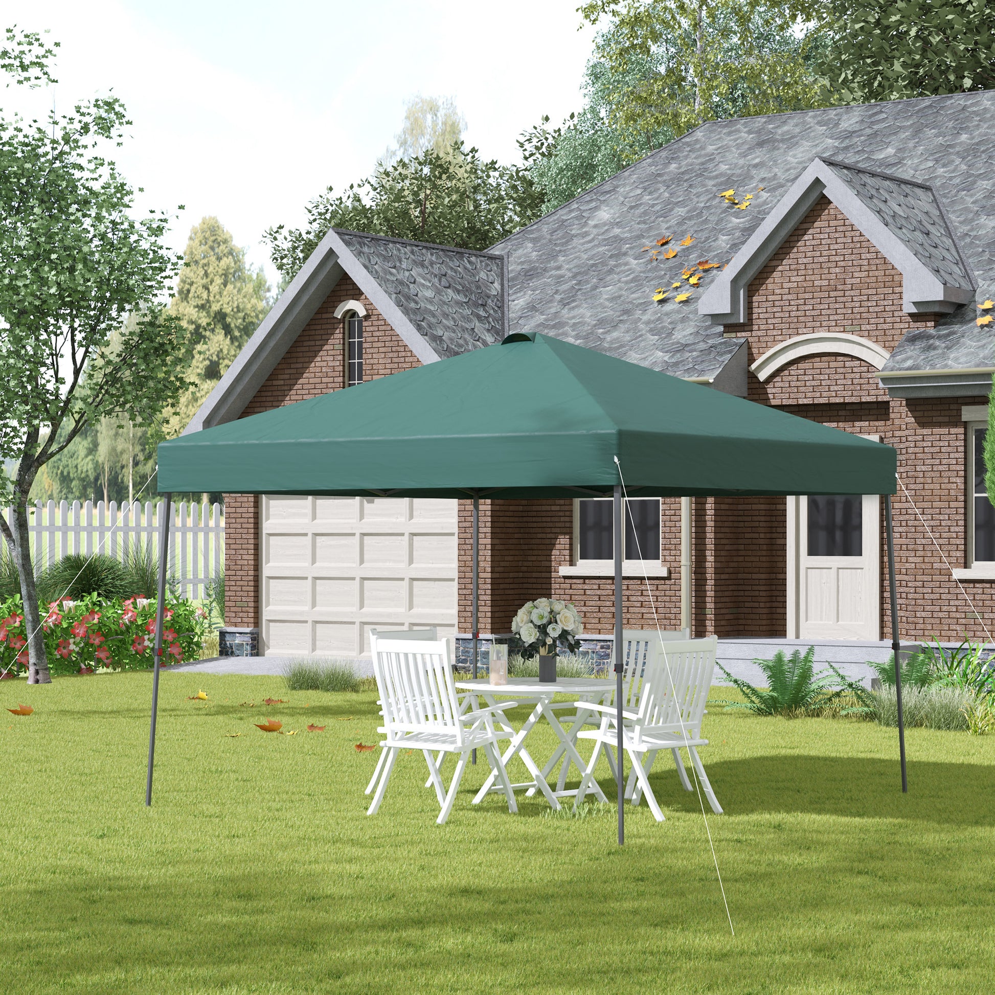 3x3m Foldable Gazebo Garden Canopy with Wheeled Transport Bag Waterproof and Steel Frame Outdoor Gazebo for Parties Camping Green