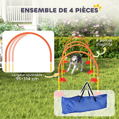 Dog Agility Equipment Kit, Dog Agility Kit with 4 Adjustable Width Doors, Carry Bag, Easy Assembly, Portable Dog Agility, Yellow and Orange