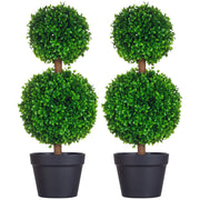 2-Pack Large Artificial Boxwood Tree 60 cm, UV Resistant Fake Plant, Plastic Artificial Plants in Pot, Artificial Tree, Fake Plant Looks Real for Living Room Bedroom Office Garden Decor Gift