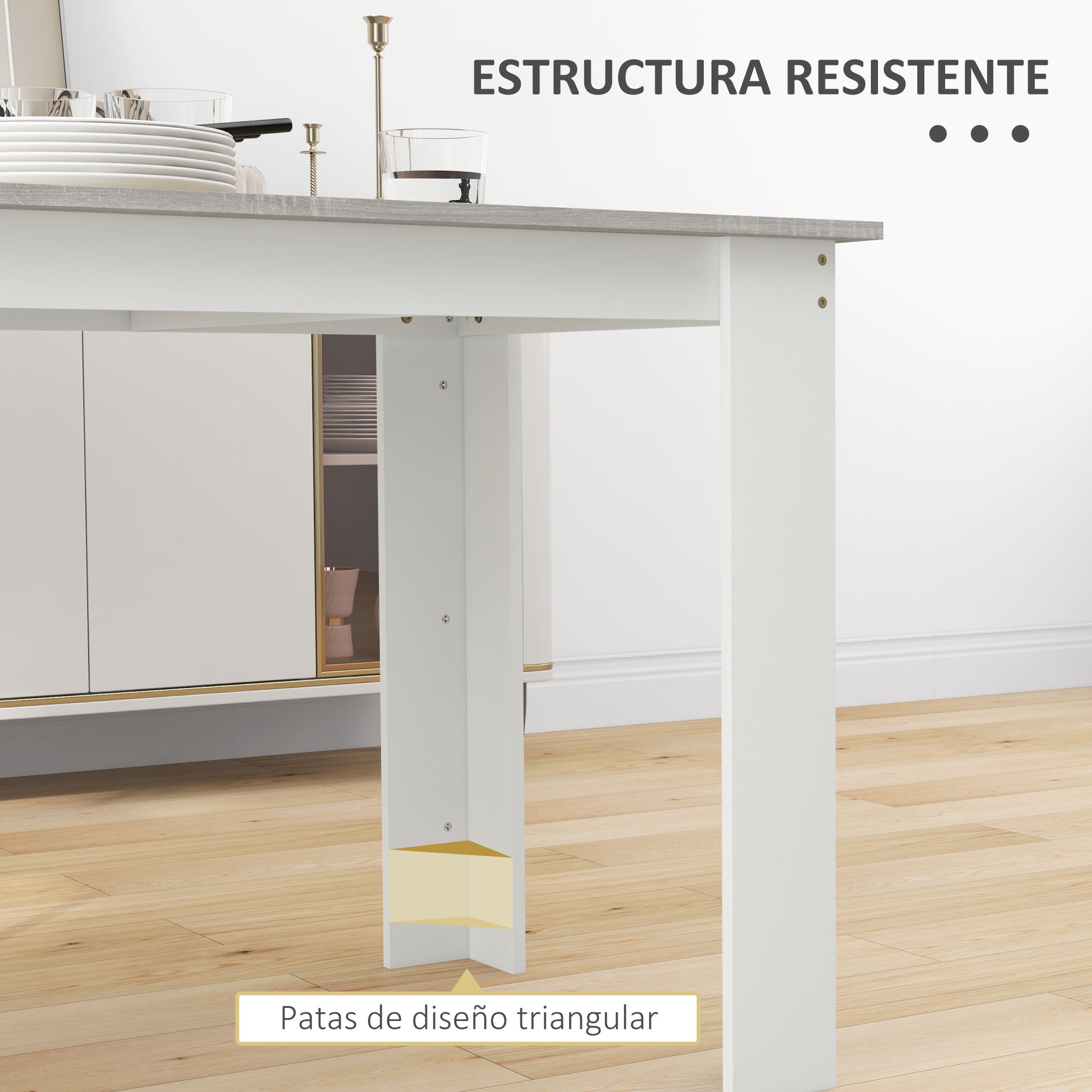 Dining Table for 4-6 People Rectangular Kitchen Table Modern Style Load 50 kg 120x69x75 cm Gray and White