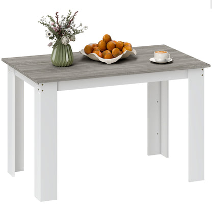 Dining Table for 4-6 People Rectangular Kitchen Table Modern Style Load 50 kg 120x69x75 cm Gray and White