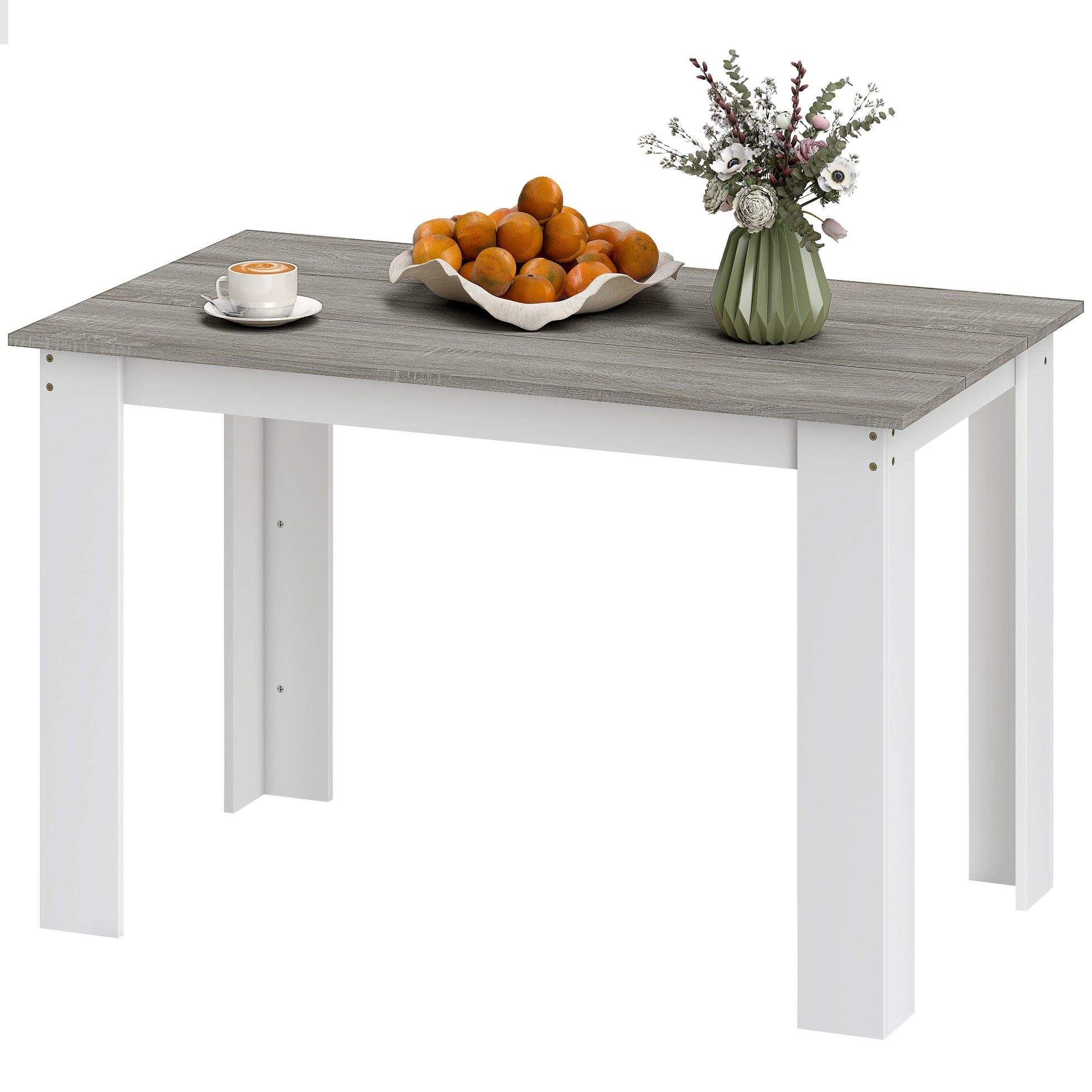 Dining Table for 4-6 People Rectangular Kitchen Table Modern Style Load 50 kg 120x69x75 cm Gray and White