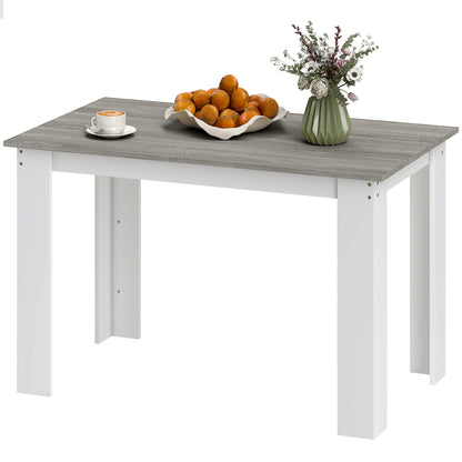 Dining Table for 4-6 People Rectangular Kitchen Table Modern Style Load 50 kg 120x69x75 cm Gray and White
