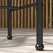 Garden Bar Set Bistro Garden Set 3 Pieces 1 Round High Table Bohemian Design + 2 Round Stools with Metal Footrest for 2 People Natural Black