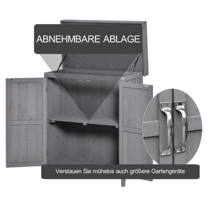 Garden Shed Spruce Wood, Weatherproof Tool Shed 74x43x88cm, Tool Shed with Double Door, 2 Compartments, Tool Cabinet, Garden Tool Shed for Garden, Terrace, Dark Gray