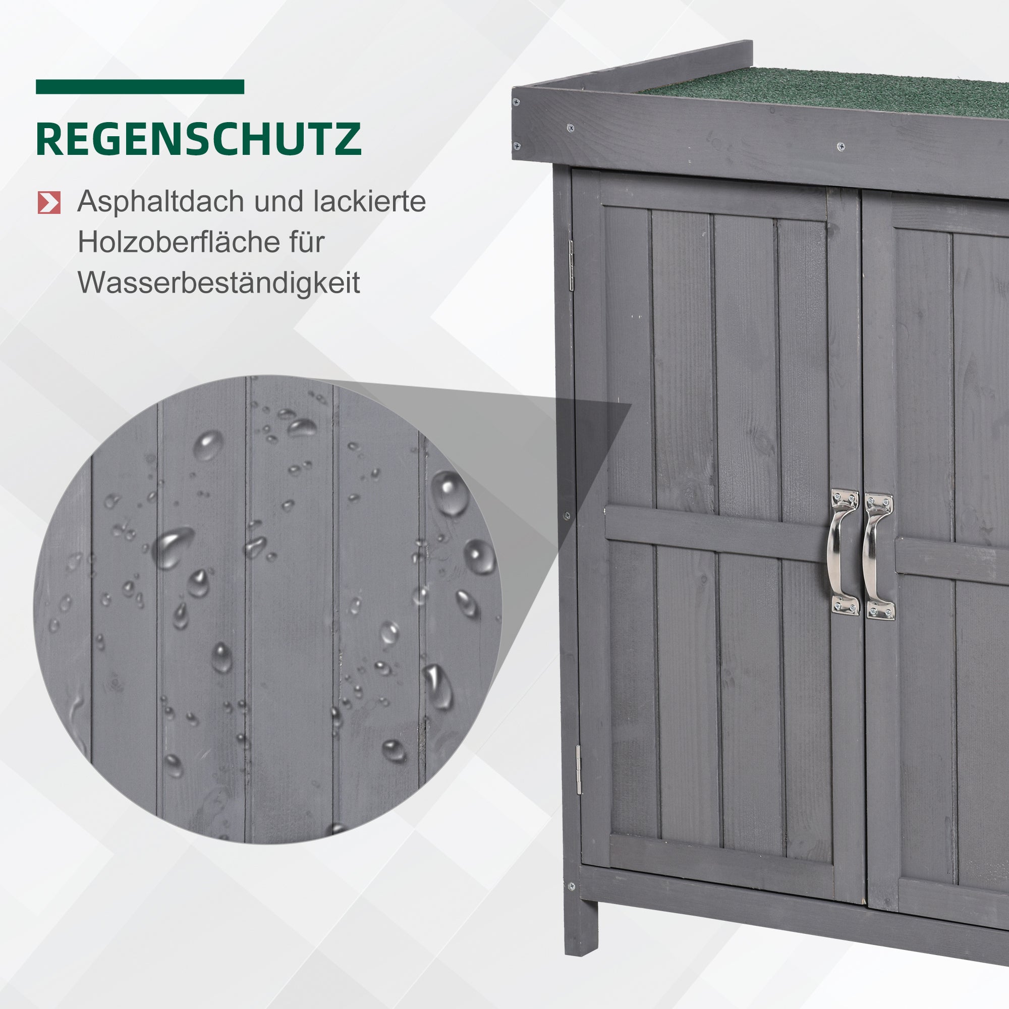 Garden Shed Spruce Wood, Weatherproof Tool Shed 74x43x88cm, Tool Shed with Double Door, 2 Compartments, Tool Cabinet, Garden Tool Shed for Garden, Terrace, Dark Gray