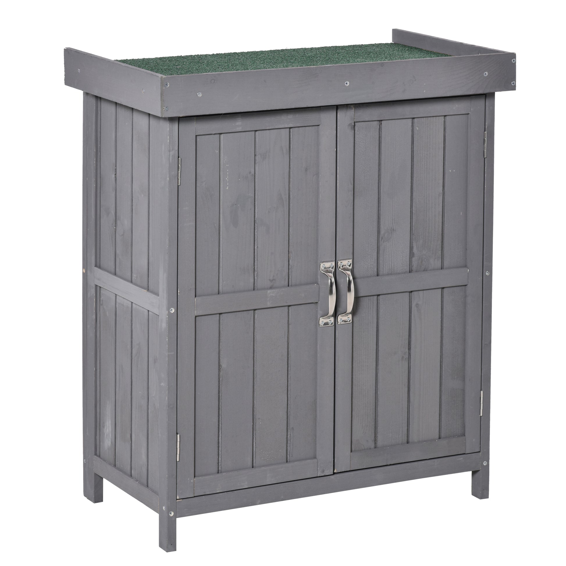 Garden Shed Spruce Wood, Weatherproof Tool Shed 74x43x88cm, Tool Shed with Double Door, 2 Compartments, Tool Cabinet, Garden Tool Shed for Garden, Terrace, Dark Gray