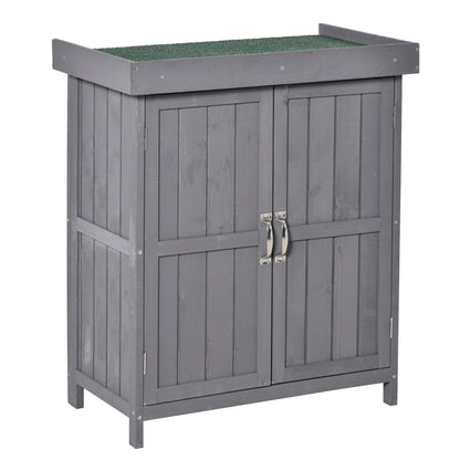 Garden Shed Spruce Wood, Weatherproof Tool Shed 74x43x88cm, Tool Shed with Double Door, 2 Compartments, Tool Cabinet, Garden Tool Shed for Garden, Terrace, Dark Gray