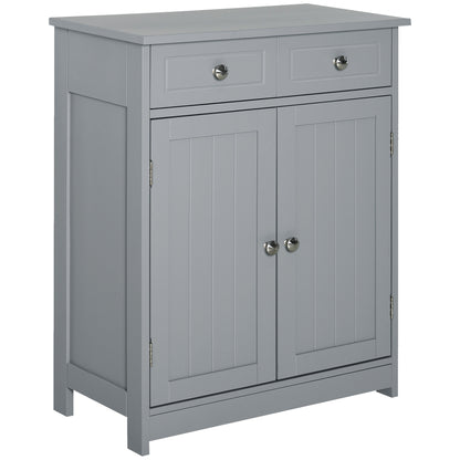 Storage Cabinet, Bathroom Cabinet, Cupboard with 2 Doors 2 Drawers - 60 x 30 x 75 cm - Gray