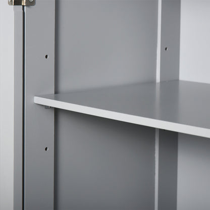 Storage Cabinet, Bathroom Cabinet, Cupboard with 2 Doors 2 Drawers - 60 x 30 x 75 cm - Gray