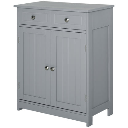 Storage Cabinet, Bathroom Cabinet, Cupboard with 2 Doors 2 Drawers - 60 x 30 x 75 cm - Gray