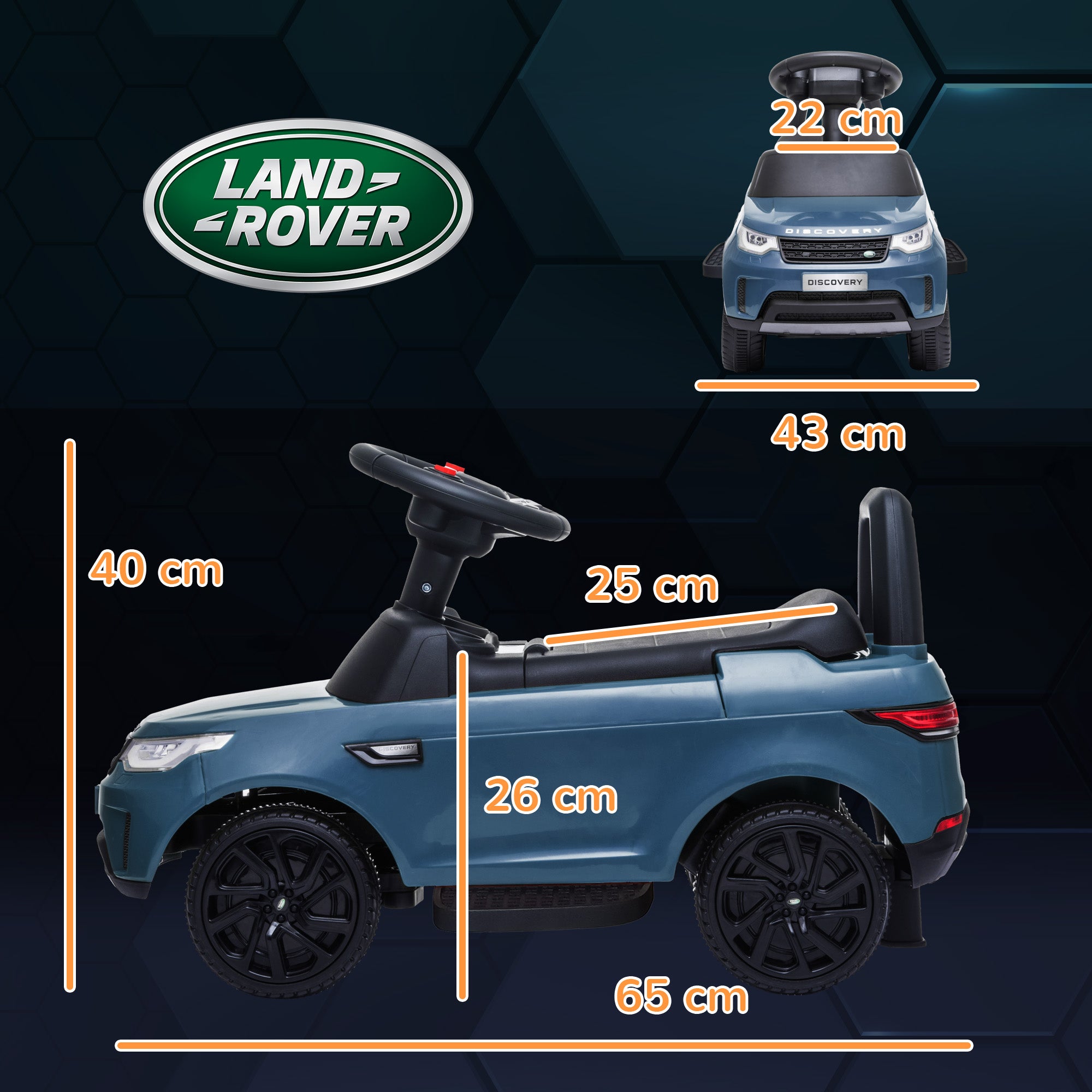 Land Rover Kids Electric Car 2 in 1 6V Kids Car with Push Mode, Music, Horn, Electric Vehicle, Push Car, Slider Vehicle with Headlight, 3 km/h, for 1.5-5 Year Old Kids, Light Blue