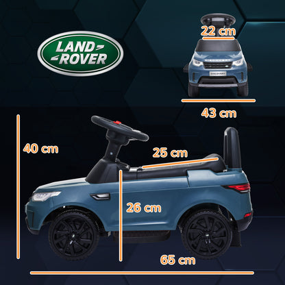 Land Rover Kids Electric Car 2 in 1 6V Kids Car with Push Mode, Music, Horn, Electric Vehicle, Push Car, Slider Vehicle with Headlight, 3 km/h, for 1.5-5 Year Old Kids, Light Blue