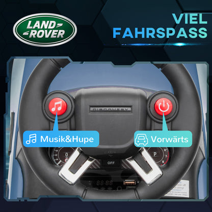 Land Rover Kids Electric Car 2 in 1 6V Kids Car with Push Mode, Music, Horn, Electric Vehicle, Push Car, Slider Vehicle with Headlight, 3 km/h, for 1.5-5 Year Old Kids, Light Blue