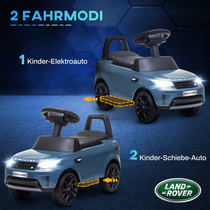 Land Rover Kids Electric Car 2 in 1 6V Kids Car with Push Mode, Music, Horn, Electric Vehicle, Push Car, Slider Vehicle with Headlight, 3 km/h, for 1.5-5 Year Old Kids, Light Blue