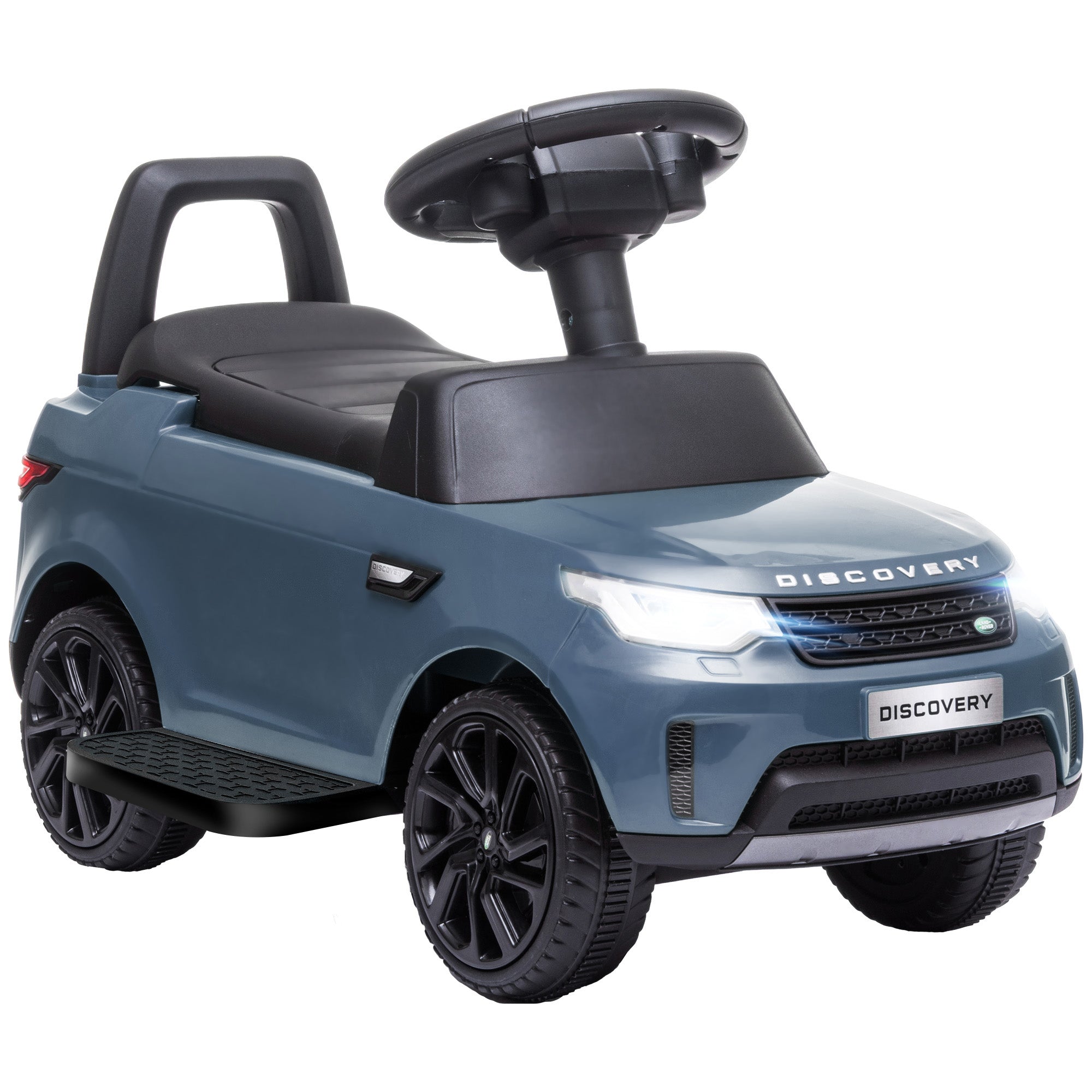 Land Rover Kids Electric Car 2 in 1 6V Kids Car with Push Mode, Music, Horn, Electric Vehicle, Push Car, Slider Vehicle with Headlight, 3 km/h, for 1.5-5 Year Old Kids, Light Blue