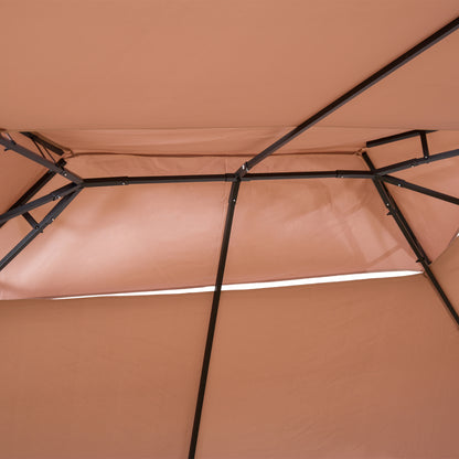 Pavilion 3x4m Garden Pavilion with 6 Side Panels Party Tent Garden Tent Marquee with Double Roof Khaki