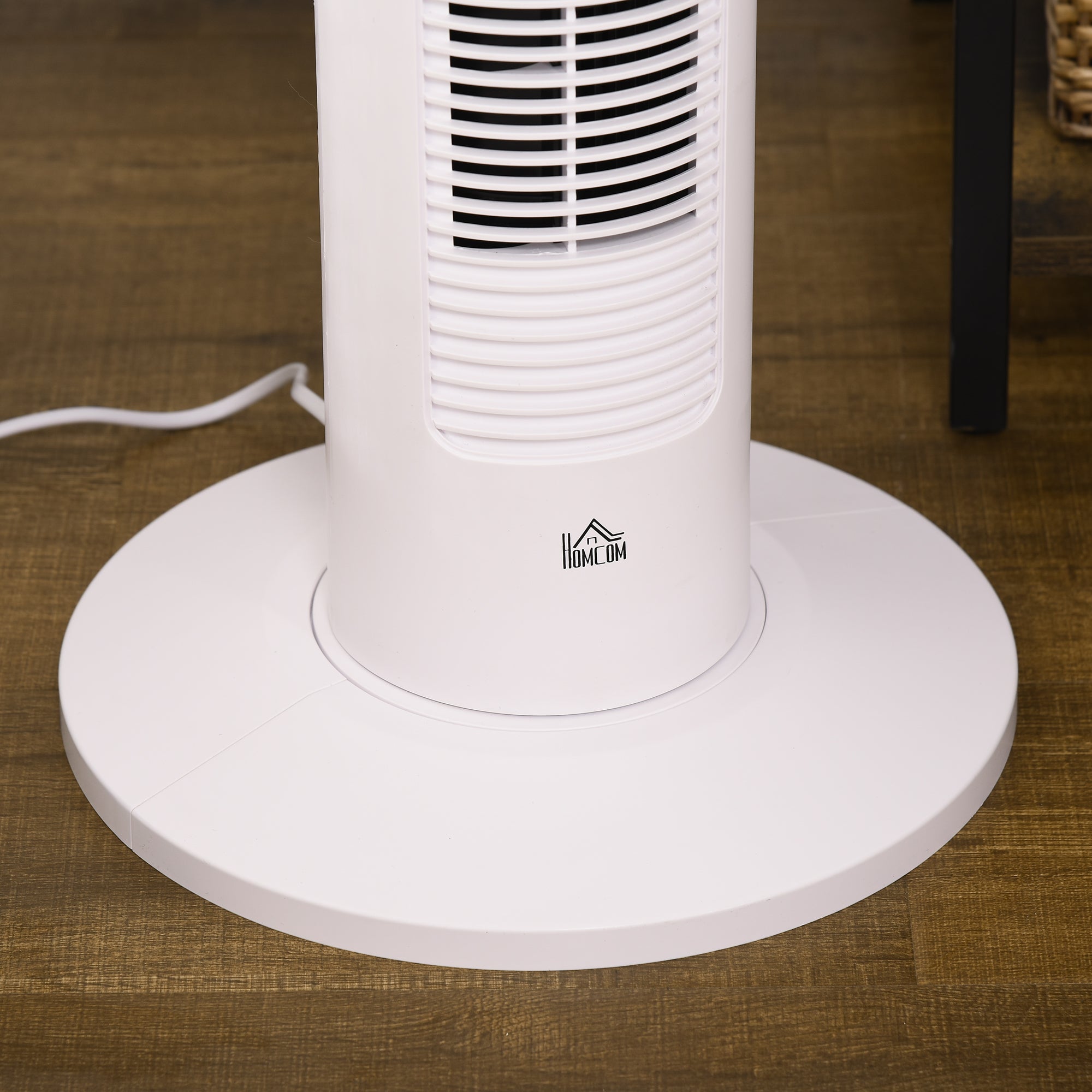 Tower Fan Low Energy Oscillating 45W with Remote Control 12h Timer 3 Speeds 3 Modes LED Display and Transport Handle for Bedroom Ø31.5x93 cm White