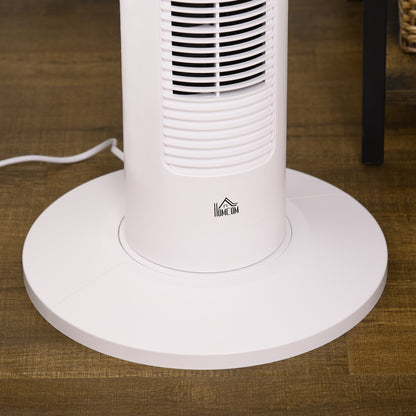 Tower Fan Low Energy Oscillating 45W with Remote Control 12h Timer 3 Speeds 3 Modes LED Display and Transport Handle for Bedroom Ø31.5x93 cm White