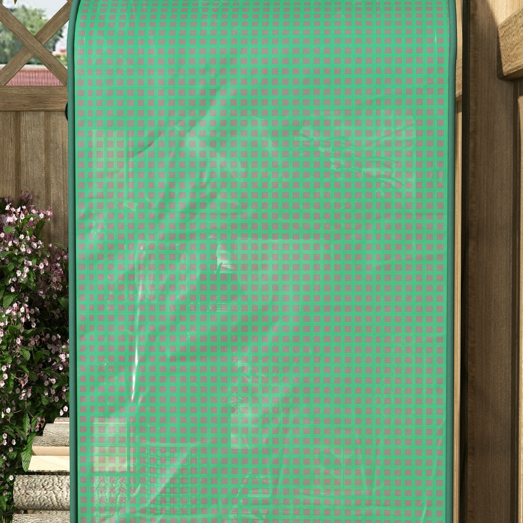4-Shelf Plant Greenhouse with Roll-Up Door, Small Metal and PE Greenhouse, 69x49x158 cm, Dark Green