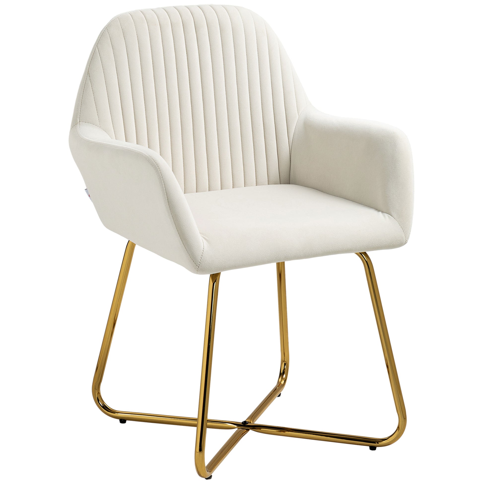 Lounge Armchair Velvet Upholstered Living Room Armchair Crossed Metal Base Reading Armchair for Living Room Bedroom Cream