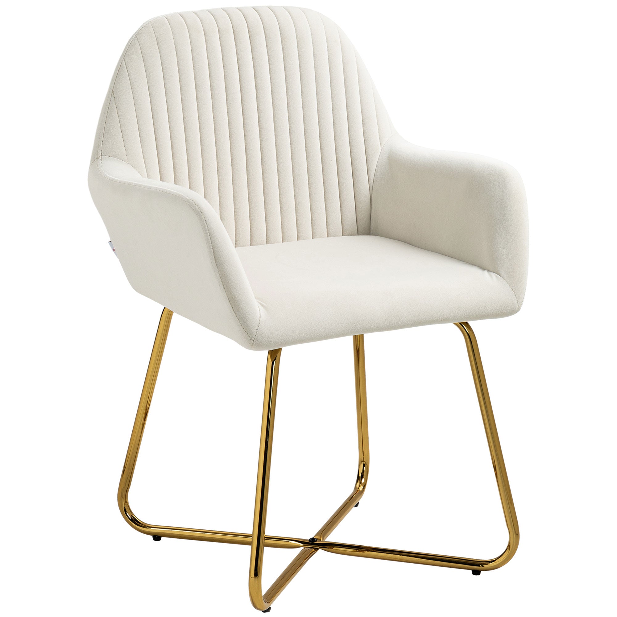 Lounge Armchair Velvet Upholstered Living Room Armchair Crossed Metal Base Reading Armchair for Living Room Bedroom Cream