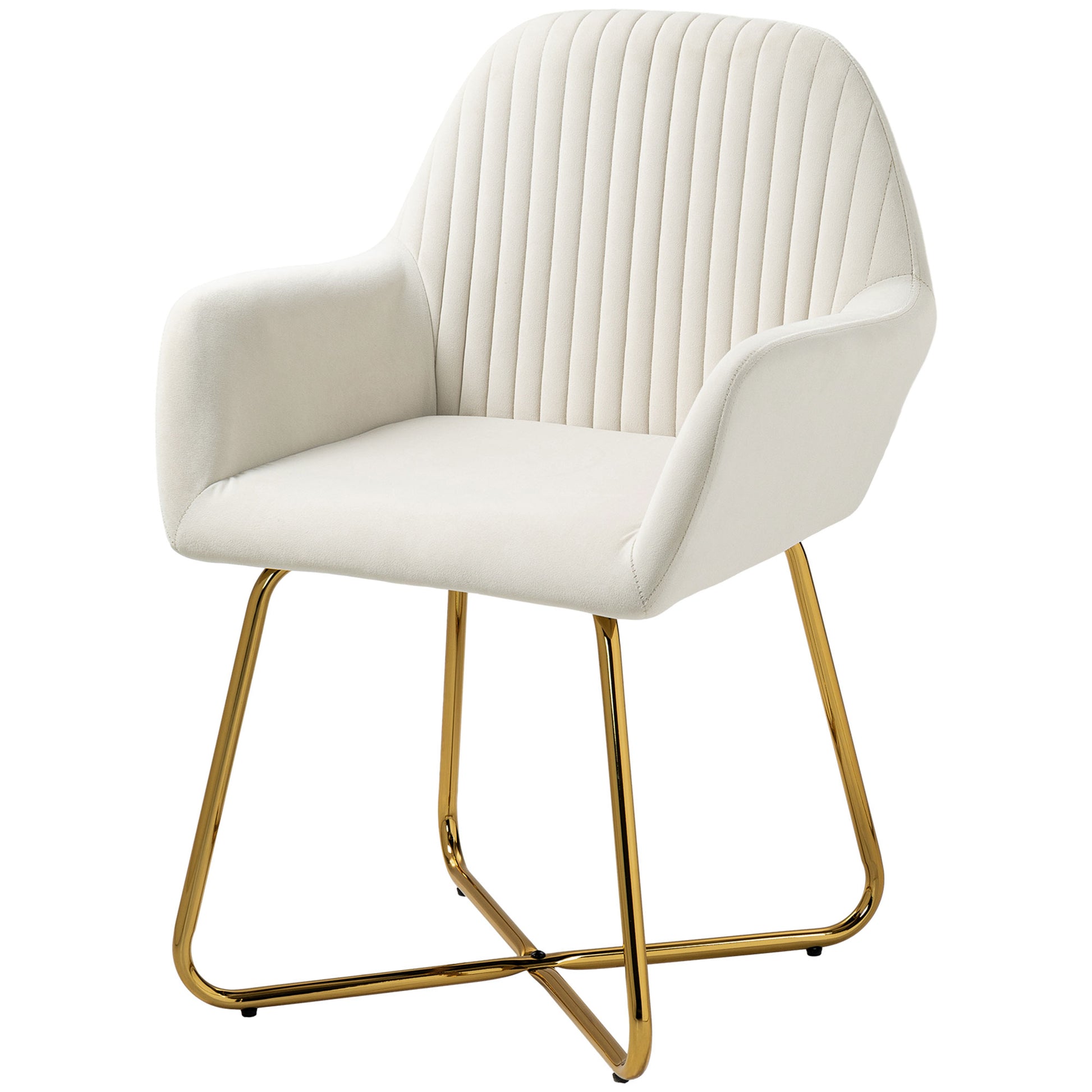 Lounge Armchair Velvet Upholstered Living Room Armchair Crossed Metal Base Reading Armchair for Living Room Bedroom Cream