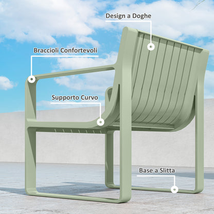 5-Piece Garden Set with Loveseat, 2 Armchairs, and 2 Tables, Polypropylene Outdoor Set, Waterproof and UV-Resistant, Green