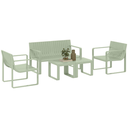 5-Piece Garden Set with Loveseat, 2 Armchairs, and 2 Tables, Polypropylene Outdoor Set, Waterproof and UV-Resistant, Green